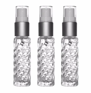 Perfume Cologne Atomizer Empty Sprial Glass Bottle Silver Sprayer 10ml 1/3 oz - Picture 1 of 2