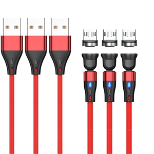 3 Pack Magnetic Micro USB Fast Charging Cable For Android Samsung Charger Cord - Picture 1 of 13