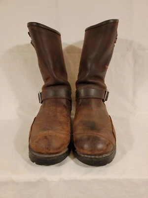 De Colección Harley Davidson Marrón 10 Motocicletas Bordado Arnés de Fuego Botas de Cuero Foto 1 de 4