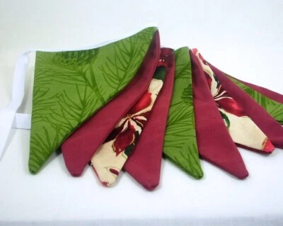 Banderín de Navidad, guirnalda de tela roja y verde, pancarta de fiesta de invierno, 5 pies de largo Foto 1 de 4