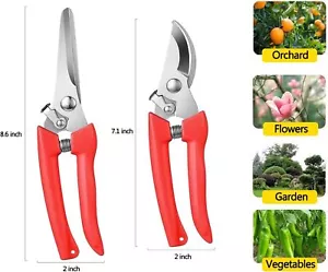2 Garden Pruning Shears 7" Inch Gardening Scissors Clippers Flower Tools Plants - Picture 1 of 7