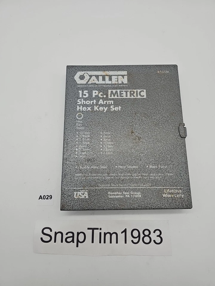 Allen Tools 15 pc. Short Arm Hex Key Set 53036 USA  - Image 1 of 4
