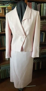 Vintage Suits Galore 26” Skirt & Blazer Set~ Size 8~Pastel Pink Polyester Blend - Picture 1 of 22