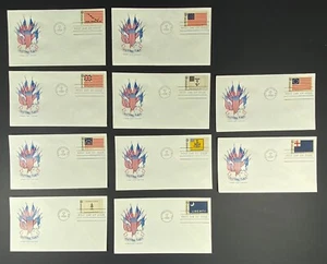 1968 Historic Flag Series - 10 FDCs - (Scott 1345-54) - Pittsburgh, PA - Farnman - Picture 1 of 2