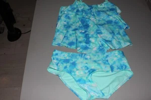 Green & Blue 2 Pcs Justice Tankini Swimsuit Size 12 Plus - Picture 1 of 10