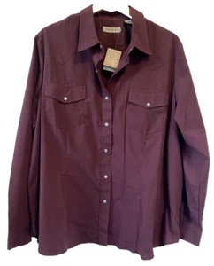 ROPER Sz 3X Burgundy Pearl Snap Western Shirt NWT - Picture 1 of 7