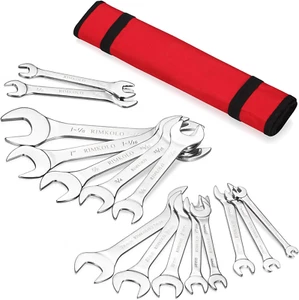 Superdünnes Maulschlüssel-Set, 16-teilig Sae & Metrisch 3/8" bis 1-1/4" und 5,5 mm - Bild 1 von 12