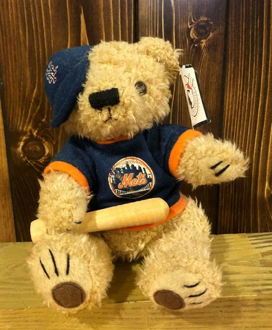 NEW YORK METS PLUSH TEDDY BEAR WOOD BASEBALL BAT STADIUM SOUVENIR MLB WITH TAGS Cover