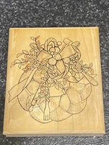 Rubber Stamp Wood Mounted “Bakers Wreath” #809-S9, by Mostly Animals, Large - Picture 1 of 8