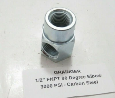 GRAINGER 1/2" Class 3000 90 Degree Female Elbow - 1-1/8" Hex - Carbon Steel - - Image 1 of 3