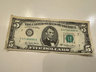 RARE 1977 G  $5 DOLLAR Trinary Fancy G47184889A - Image 1 of 2