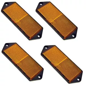 Paquete de 4 reflectores laterales rectangulares ámbar grande de 4 vallas de remolque/poste de puerta TR067 - Imagen 1 de 6