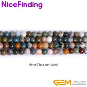 Natural Multi Color Ocean Jasper Agate Round Gem Stone Beads Jewelry Making 15" - Picture 1 of 19