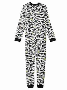 Boys White Mummy Print Sleeper Pajamas Polyester Fleece Union Suit - Picture 1 of 1