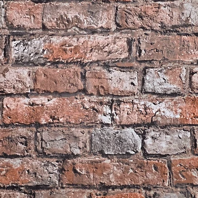 Papel pintado rojo óxido gris realista envejecido imitación ladrillo envejecido 3D IR50801 Foto 1 de 4