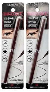 2 Pack L'Oreal Infallible Grip Precision Felt Waterproof Eyeliner 605 Brown - Picture 1 of 1