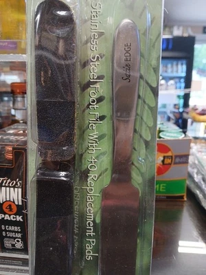 Satin Edge Stainless Steel Foot File W/ 40 Replacement Pads Pedicure New Callus - Image 1 of 2