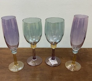 Colorati Amethyst Champagner Wein Stielgläser 4er Set Made In Italy - Bild 1 von 9