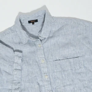 Quince Shirt Womens Medium Blue Striped European Linen Camp Chambray Minimalist - Picture 1 of 9