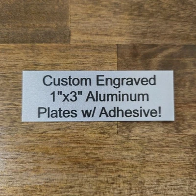 Silver Custom Engraved Aluminum Plate 1x3 Sublimation Plaque Name Tag Trophy Urn - Image 1 of 3