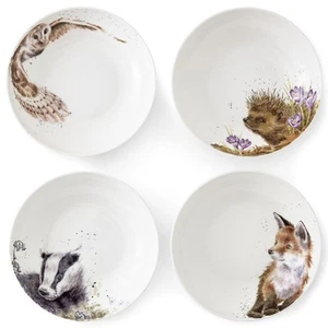 Wrendale Pasta Bowl Set Countryside Animals Bone China by Royal Worcester 4 Pack - Picture 1 of 8