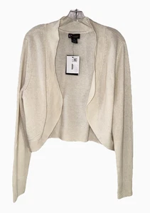 BLOOMINGDALES Neu mit Etikett Größe XL 100 % Kaschmir 2-lagig offen Shrug Pullover elfenbeinfarben F83 - Bild 1 von 6