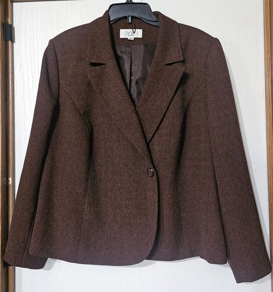 Chaqueta Blazer Le Suit Marrón Botón Único Mujer’s Talla 18W  Foto 1 de 4
