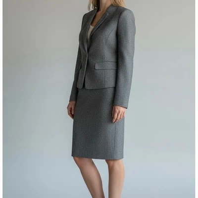 Ann Taylor Skirt Suit Women's Size 6 Gray Tweed Blazer & Pencil Skirt 32W - Image 1 of 4