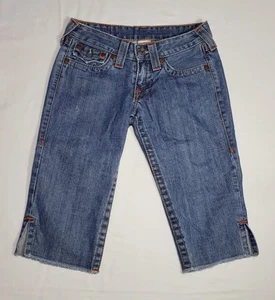 True Religion Denim Bermuda Shorts Size 25 - Missing Back Pocket Button - Picture 1 of 20
