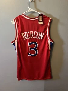 New Vintage Red Allen Iverson Mitchell & Ness Rookie 96 97 Sixers Jersey Sz L - Picture 1 of 4