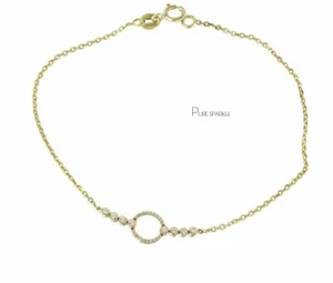Brazalete con dije de círculo abierto de diamantes creados en laboratorio de 0,50 quilates de oro de 14 quilates joyería fina - Imagen 1 de 5