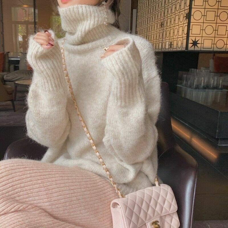 Chic Women's Faux Mohair Fur Turtleneck 