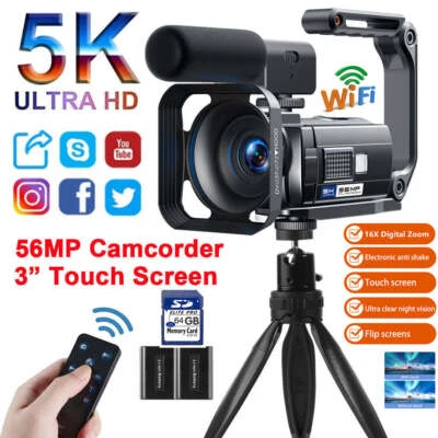 ✅Videokamera 5K 56MP Camcorder 16Xzoom Digitalkameras Vlogging Kamera mit 64GB - Bild 1 von 4
