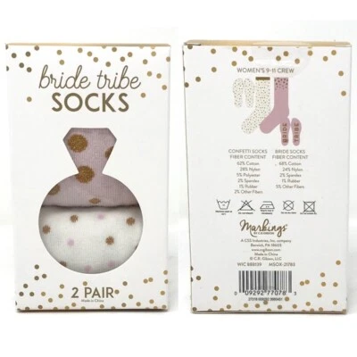 Calcetines de la tribu de novia 2 pares talla 9-11 deletrear despedida de soltera boda nuevos con etiquetas nupcial Foto 1 de 2