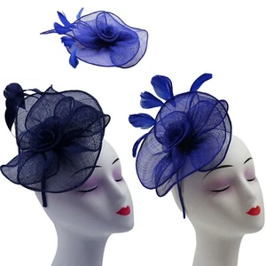 Aufgerollte Blume Sinamy Fascinator mit Federn Hochzeit Rennen Stirnband Damentag - Bild 1 von 9