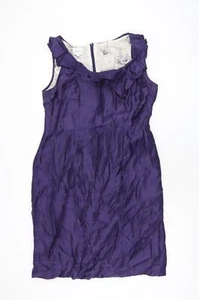 Kaliko Womens Purple Linen Bodycon Size 16 Scoop Neck Zip - Picture 1 of 10