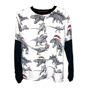 High Five Crew Long Sleeve Christmas Santa Dinosaur Shirt Size 6 - Picture 1 of 5