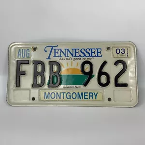 Tennessee Montgomery License Plate TN # FBB962 Tag Expired in 2003 - Picture 1 of 4
