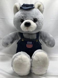 Union Pacific Railroad orsacchiotto grigio peluche treno da collezione usato buono 20" - Foto 1 di 9