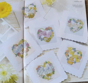 Nur Kreuzstich-Karte - hübsche Blumenmuster Herz Girlande Hochzeit Tag Motivkarten - Bild 1 von 1