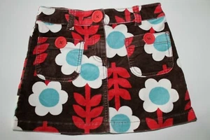 Mini Boden Girls Brown Big Flower Pattern Corduroy Skirt Size 7-8 Y EUC - Picture 1 of 3