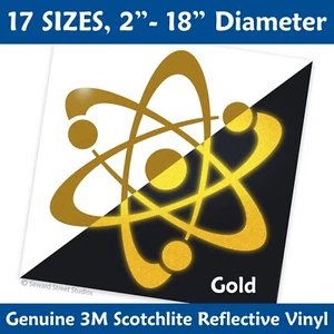 Calcomanía reflectante símbolo átomo dorado para tu bicicleta o casco #113R-GD-SZ - Imagen 1 de 8