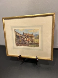 Vintage gerahmte Andre Morency Litho Postkarte von SUR L'ILE D'ORLEANS Quebec - Bild 1 von 10