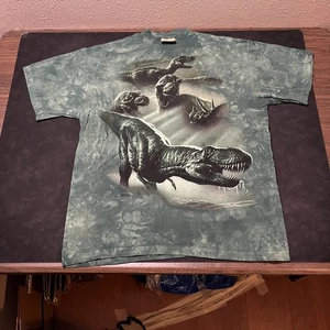 Camisa De Colección The Mountain Dinosaur Para Hombres 2XL Azul Tie Dye T-Rex Gráfico Años 2000 - Imagen 1 de 7
