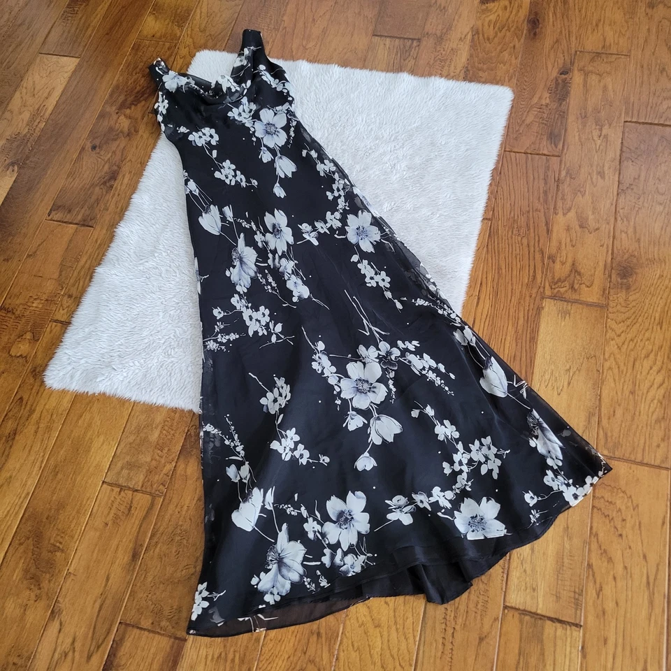 Vestido Betsey & Adam Y2K años 90 caprichoso para mujer 6 estrás oscuro romántico floral Foto 1 de 4