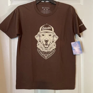 Columbia Short Sleeve Graphic Tee Size Youth Large - Brown With Dog - Picture 1 of 5