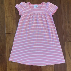 Hanna Andersson Classic Pink & White Striped Short Sleeve Cotton Play Dress 8y - Picture 1 of 6