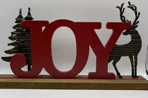 Insegna Rustica Legno E Metallo Gioia/Cervo/Alberi Shabby Chic Decorazione Natalizia - Foto 1 di 7