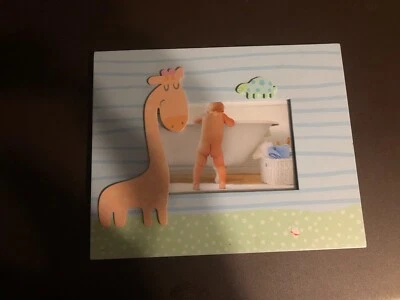 MARCO DE FOTOS BEBÉ JIRAFA AZUL/VERDE SOSTENER FOTO 6" X 5" ¡REALMENTE HERMOSO! Foto 1 de 4