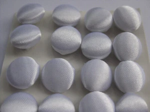 11mm Small Pretty White Satin Fabric Wedding Bridal Shank Sewing Buttons Set 16 - Picture 1 of 6